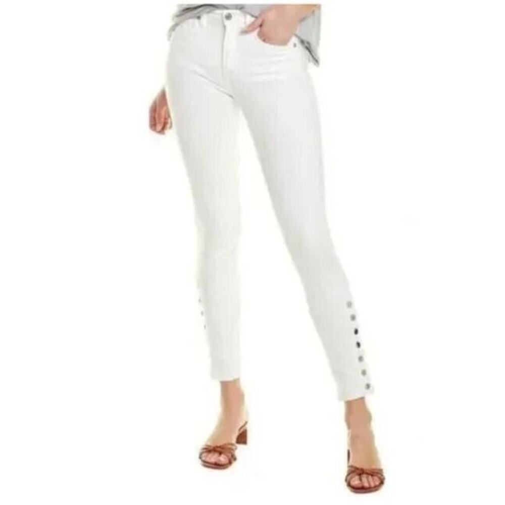 Veronica Beard Women's Kate High Rise Skinny w/Snaps in White Size 16 MSRP $328